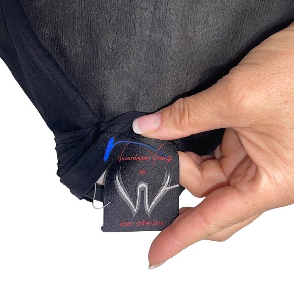 Veronique Young Vintage 90s Womens Blouse Size 6 Black Flutter Sleeve New - Picture 4 of 9